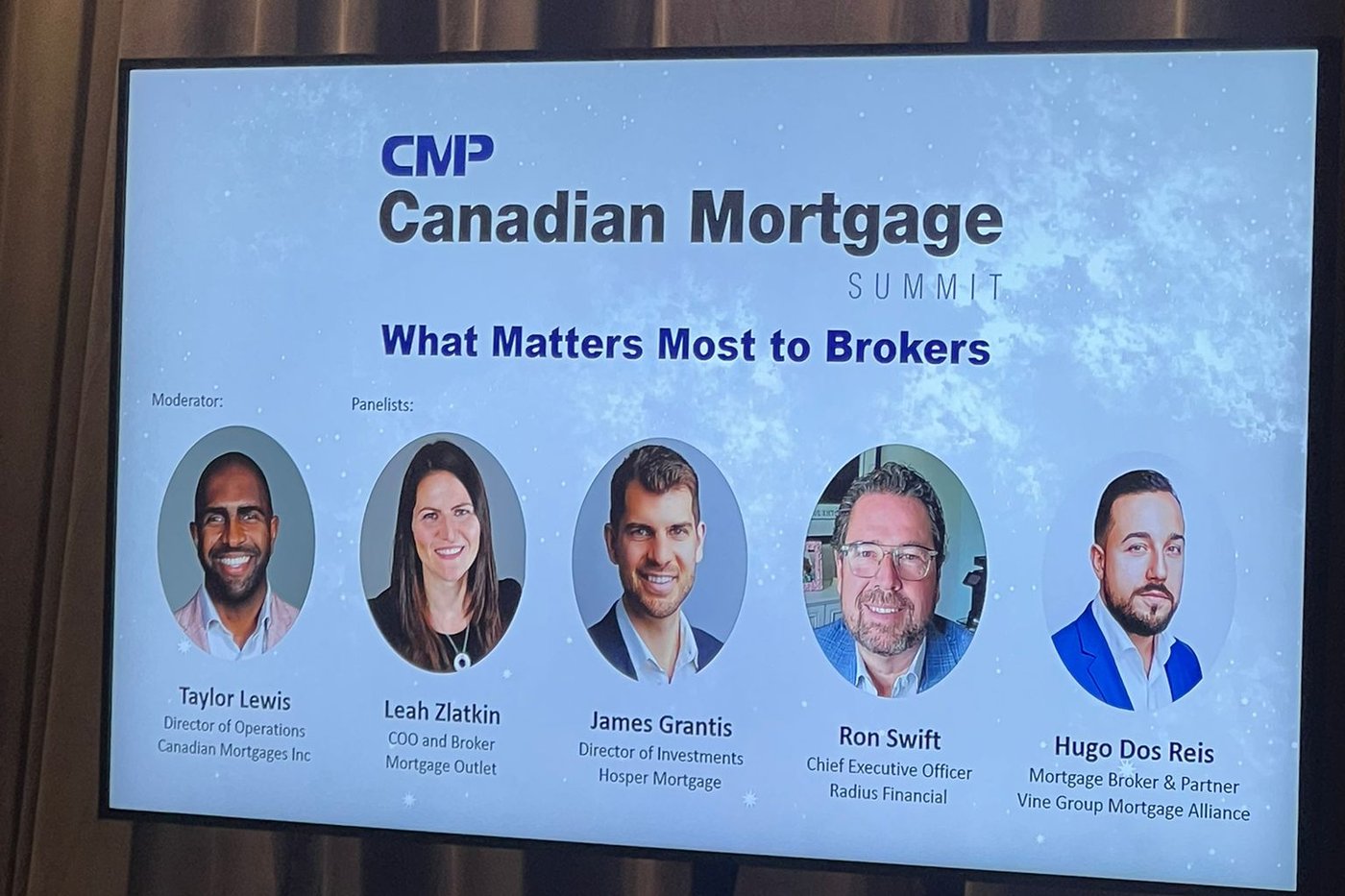 Leah featured on the CMP Canadian Mortgage Summit panel screen